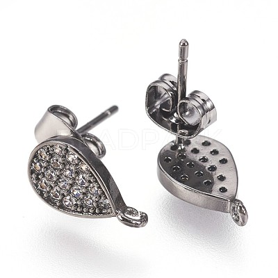 Brass Stud Earring Findings KK-P156-28-NR-1