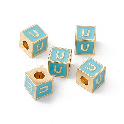 Rack Plating Brass Enamel Beads KK-B060-04G-06U-1