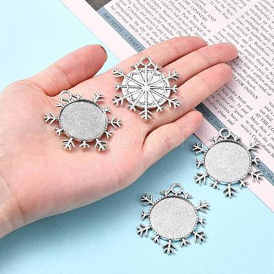 Christmas Ornaments Alloy Snowflake Pendant Cabochon Settings LS-TIBEP-O006-29AS-1