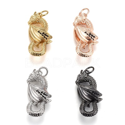 Brass Micro Pave Black Cubic Zirconia Pendants KK-F821-39-1