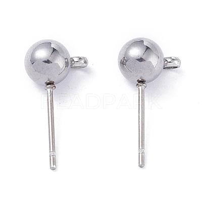 Non-Tarnish 304 Stainless Steel Ball Post Stud Earring Findings STAS-Z035-01P-A-1