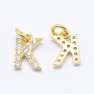 Brass Micro Pave Grade AAA Cubic Zirconia Charms ZIRC-P067-11G-K-NR-1