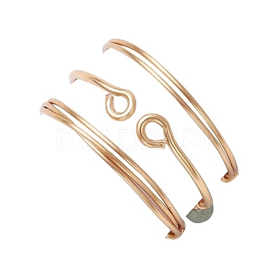 3Pcs Natural Green Aventurine Bead Finger Ring RJEW-JR00855-04-1