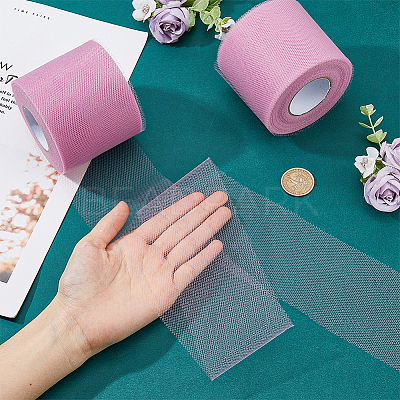 50 Yards Elastic Polyester Deco Mesh Ribbons SRIB-WH0011-129B-1