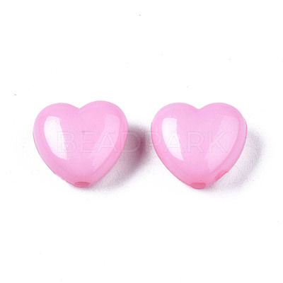Pearl Pink Heart Acrylic Beads X-SACR-10X11-11-1
