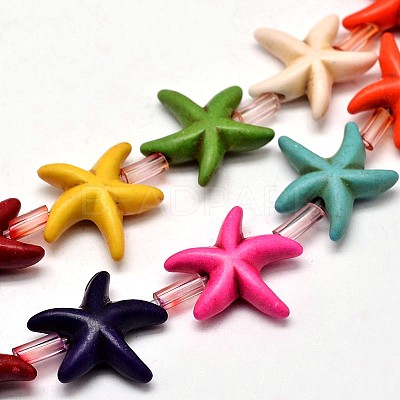 Starfish/Sea Stars Synthetic Turquoise Bead Strands X-G-M150-03-1