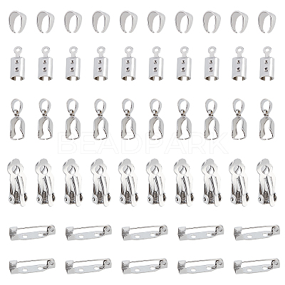 50Pcs 5 Styles 304 Stainless Steel Column Cord Ends STAS-AR0001-14-1