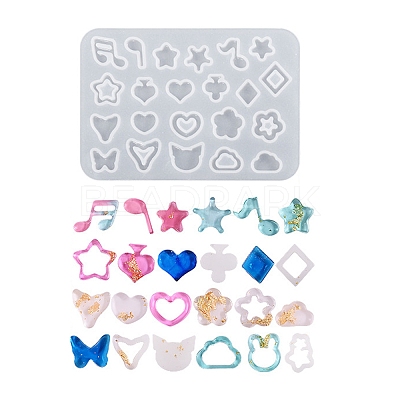 DIY Star/Heart/Flower/Music Note Shaker Filler Silicone Quicksand Molds X-DIY-G079-03B-1