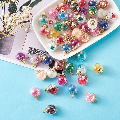 Transparent Glass Globe Pendants GLAA-KS0001-02-1