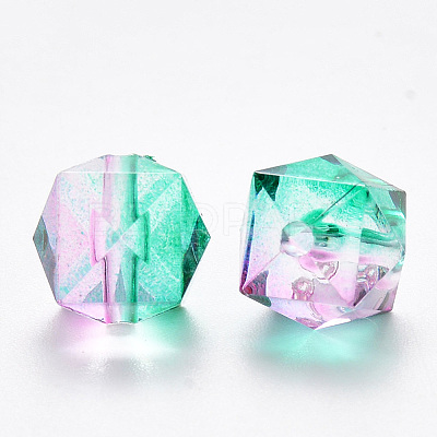 Two Tone Transparent Spray Painted Acrylic Beads ACRP-T005-26Q-1