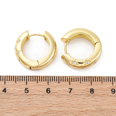 Clear Cubic Zirconia Star Hoop Earrings EJEW-C022-06G-1
