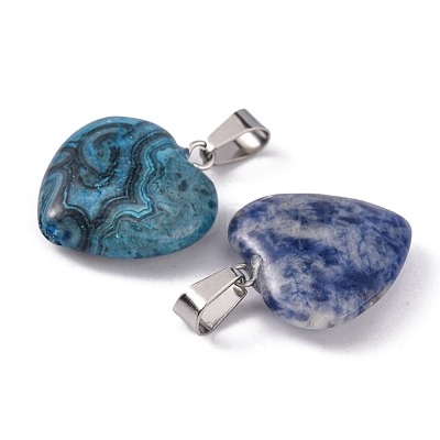 Heart Natural & Synthetic Mixed Stone Pendants G-Q438-M-1