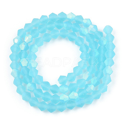 Imitate Austrian Crystal Bicone Frosted Glass Beads Strands GLAA-F029-TM2mm-A20-1