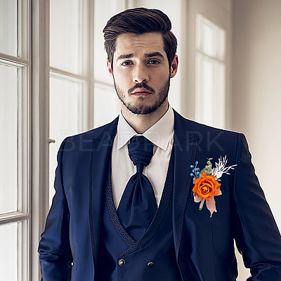 2Pcs 2 Style Silk Cloth & Plastic Imitation Flower Corsage Boutonniere & Wrist Corsage JEWB-CP0001-27B-1