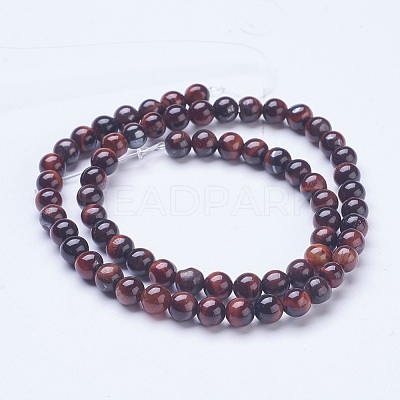 Dyed & Heated Natural Red Tiger Eye Beads Strands G-D855-04-6mm-1