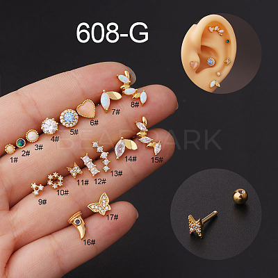 Stainless Steel Clear Cubic Zirconia Cartilage Earrings WG8423D-19-1