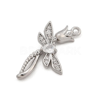 Brass Micro Pave Clear Cubic Zirconia Pendants CU-CBA3D76-04P-1