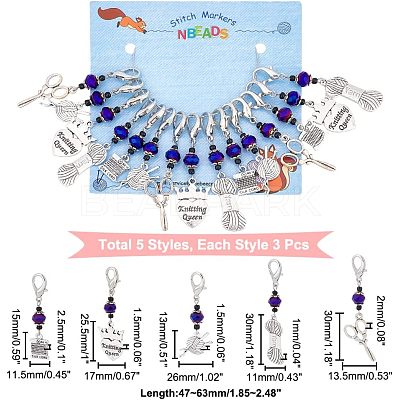 Knitting Theme Alloy Pendant Decorations HJEW-PH01541-1