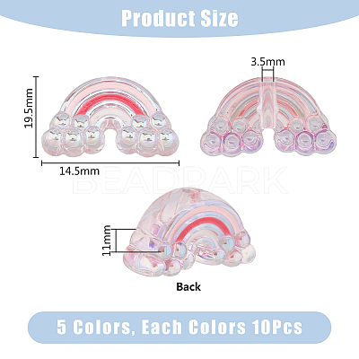 50Pcs 5 Colors UV Plating Rainbow Iridescent Acrylic Enamel Beads OACR-DC0001-10-1