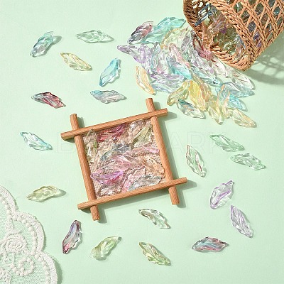 100Pcs Baking Paint Transparent Glass Pendants GLAA-YW0004-81A-1