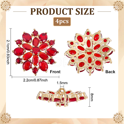 4Pcs Brass Micro Pave Cubic Zirconia Buttons DIY-FG0007-82D-1