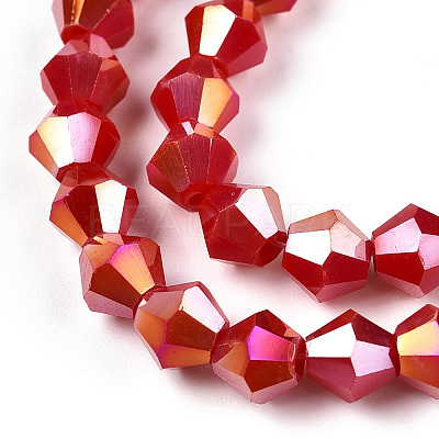 Opaque Solid Color Electroplate Glass Beads Strands EGLA-A039-P6mm-B02-1