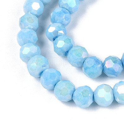 Anti-Tarnish Electroplate Glass Beads Strands LS-EGLA-T021-4mm-15-10-1