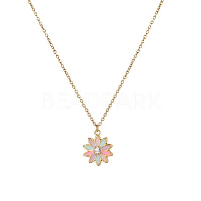 Girl's 304 Stainless Steel Enamel & Plastic Pearl Pendant Necklaces & Stud Earrings Sets WG1BA9D-02-1