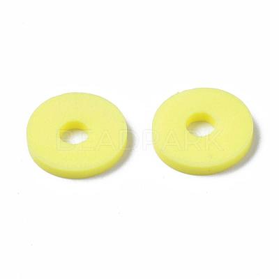 Flat Round Handmade Polymer Clay Beads CLAY-R067-10mm-22-1
