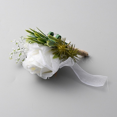 Silk Cloth Imitation Peony Boutonniere AJEW-WH0401-30-1