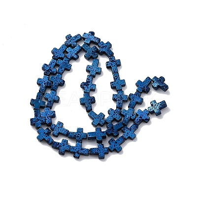 Electroplated Natural Lava Rock Beads Strands G-A256-A01-01I-1