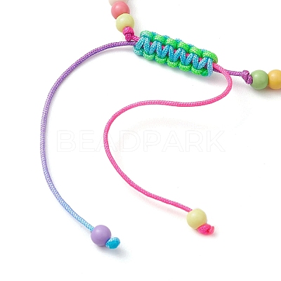 Cross & Round Acrylic Braided Bead Bracelets BJEW-JB10239-02-1