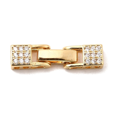 Brass Micro Pave Clear Cubic Zirconia Fold Over Clasps KK-C075-36G-1
