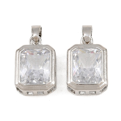 Brass Pave Clear Cubic Zirconia Charms CU-CBAA571-15P-1