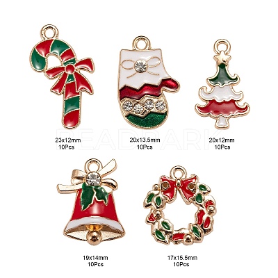 50Pcs 5 Style Christmas Theme Alloy Enamel Pendants ENAM-LS0001-49-RS-1