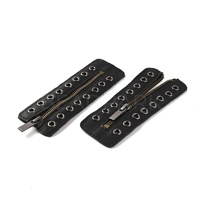PU Leather Lace-in Boot Zipper Inserts DIY-WH0387-37A-01-1