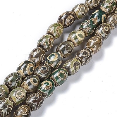 Tibetan Style dZi Beads Strands TDZI-E005-01E-1
