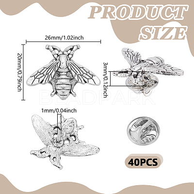40Pcs Alloy Bees Lapel Pin Backs JEWB-GO0001-21AS-1