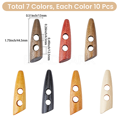 70Pcs 7 Colors 2-Hole Wood Buttons BUTT-GF0004-20-1
