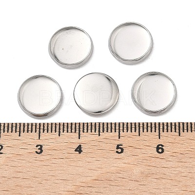 Non-Tarnish Flat Round 304 Stainless Steel Plain Edge Bezel Cups X-STAS-S028-28-1