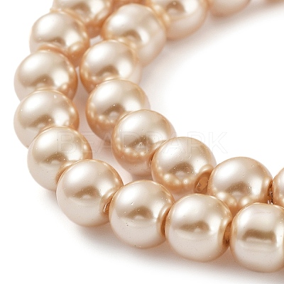 Baking Paint Pearlized Glass Pearl Round Bead Strands LS-HY-Q330-8mm-42-1