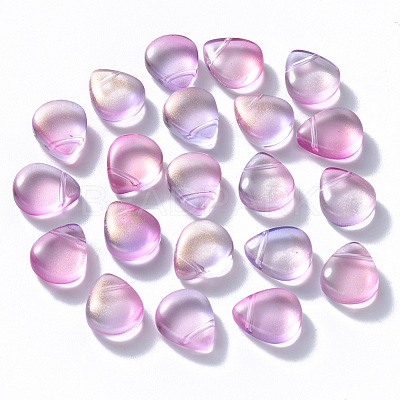 Transparent Spray Painted Glass Beads GLAA-T016-29G-1