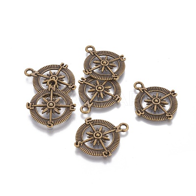 Tibetan Style Alloy Compass Pendants TIBEP-S272-AB-FF-1