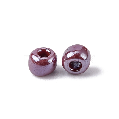 6/0 Opaque Colors Lustered Round Glass Seed Beads X-SEED-A012-4mm-126-1
