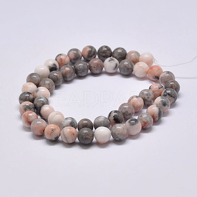 Natural Pink Zebra Jasper Beads Strands X-G-P231-01-8mm-1