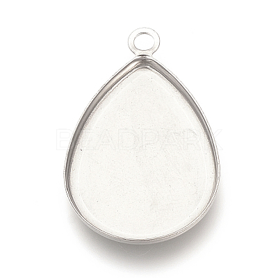 Tarnish Resistant 201 Stainless Steel Pendant Cabochon Settings X-STAS-S057-34-1