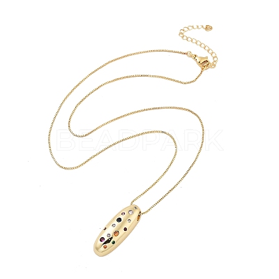 Brass Micro Pave Cubic Zirconia Letter Pendant Necklaces KK-Z069-01G-I-1