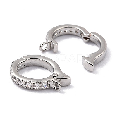 Brass Micro Pave Clear Cubic Zirconia Hoop Earring Findings ZIRC-I054-10P-1
