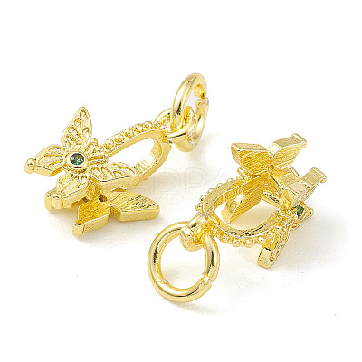 Rack Plating Brass Pave Cubic Zirconia Butterfly Ice Pick Pinch Bails KK-G464-06G-1