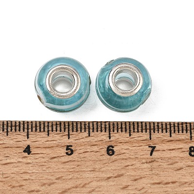 Rondelle Handmade Gold Sand Lampwork European Large Hole Beads LPDL-R007-07B-1
